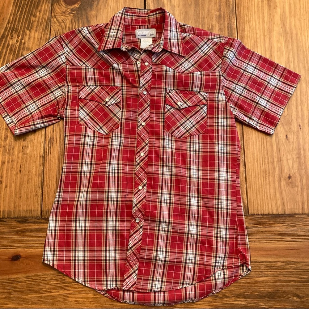 Wrangler Wrancher Plaid Pearl Snap Shirt EUC